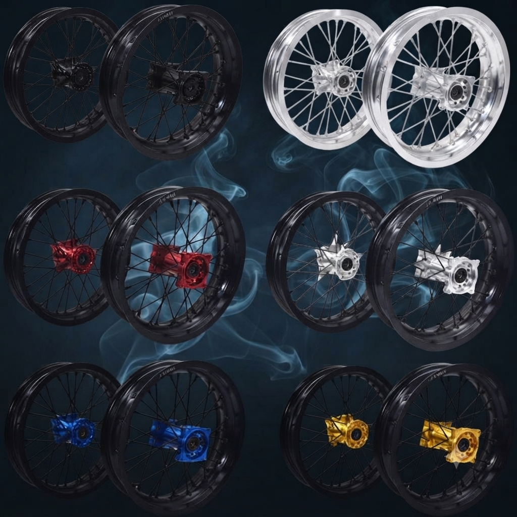 Paire de Jantes Supermotard 14 Pouces (Axe Ø15 mm)